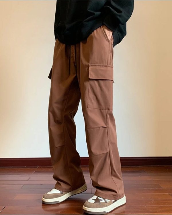 Drawstring Cargo Parachute Pants