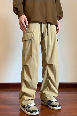 Drawstring Cargo Parachute Pants