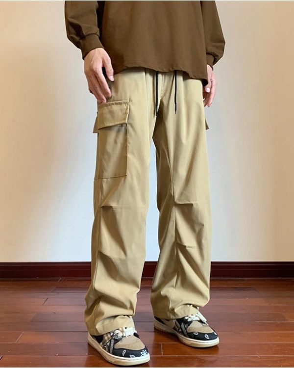 Drawstring Cargo Parachute Pants
