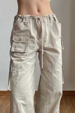 Drawstring Low Rise Cargo Pants