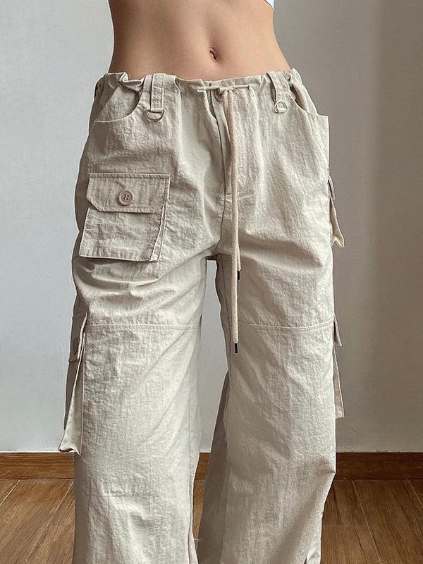 Drawstring Low Rise Cargo Pants
