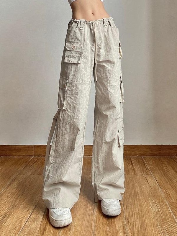 Drawstring Low Rise Cargo Pants