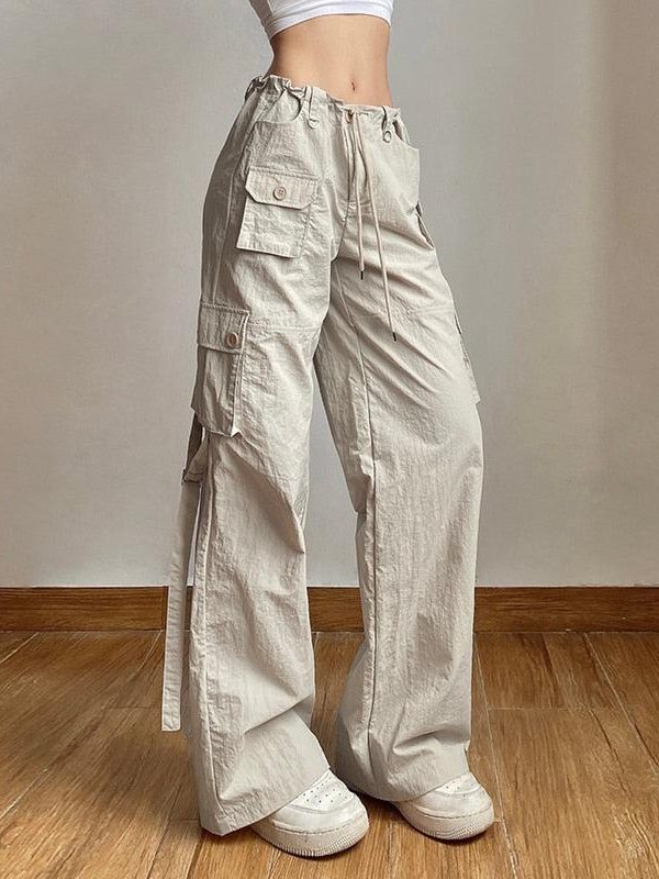 Drawstring Low Rise Cargo Pants