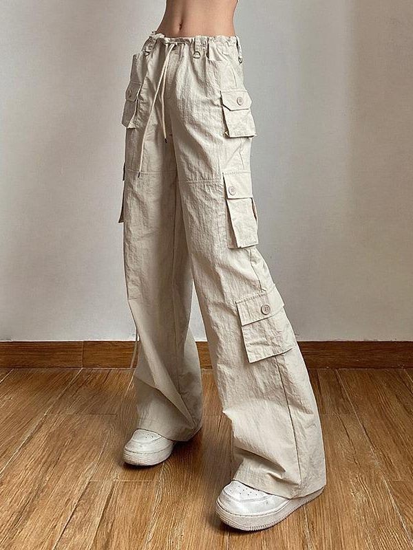 Drawstring Low Rise Cargo Pants