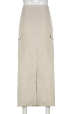 Drawstring Parachute Maxi Skirt