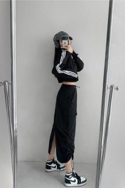 Drawstring Parachute Midi Skirt