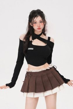 Drawstring Pleated Mini Skirt
