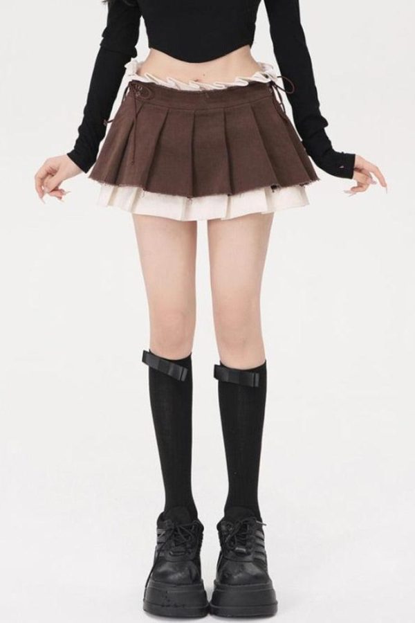 Drawstring Pleated Mini Skirt