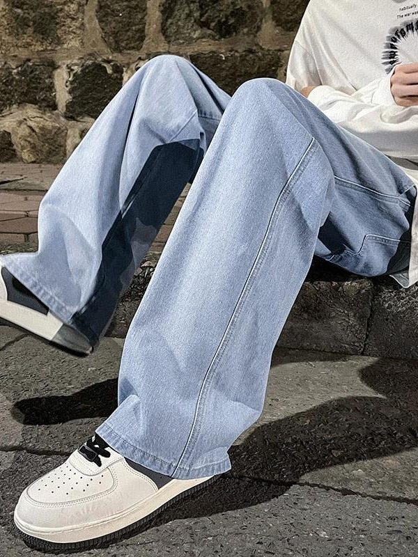 Drawstring Straight Leg Baggy Jeans