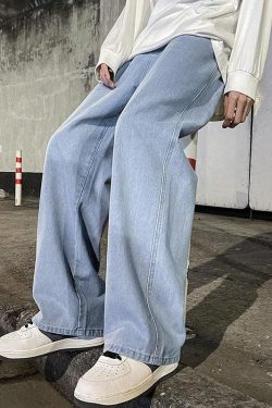 Drawstring Straight Leg Baggy Jeans