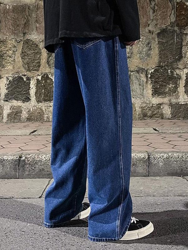 Drawstring Straight Leg Baggy Jeans