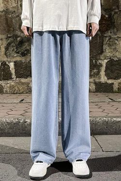 Drawstring Straight Leg Baggy Jeans