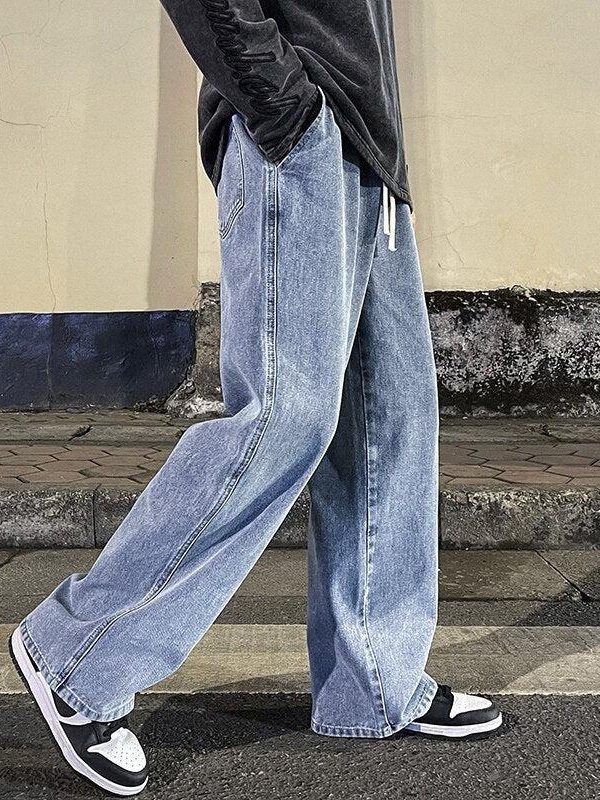 Drawstring Straight Leg Baggy Jeans
