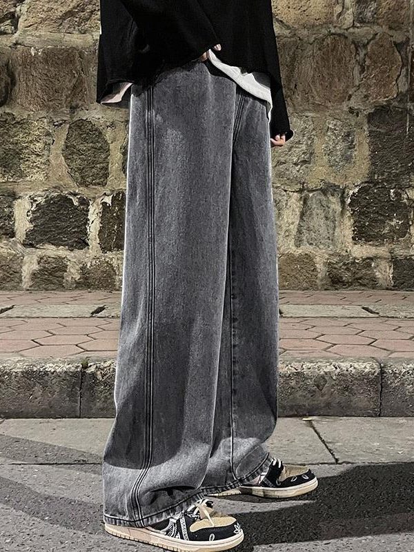 Drawstring Straight Leg Baggy Jeans