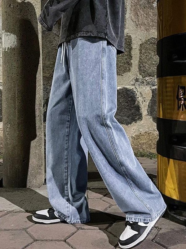 Drawstring Straight Leg Baggy Jeans