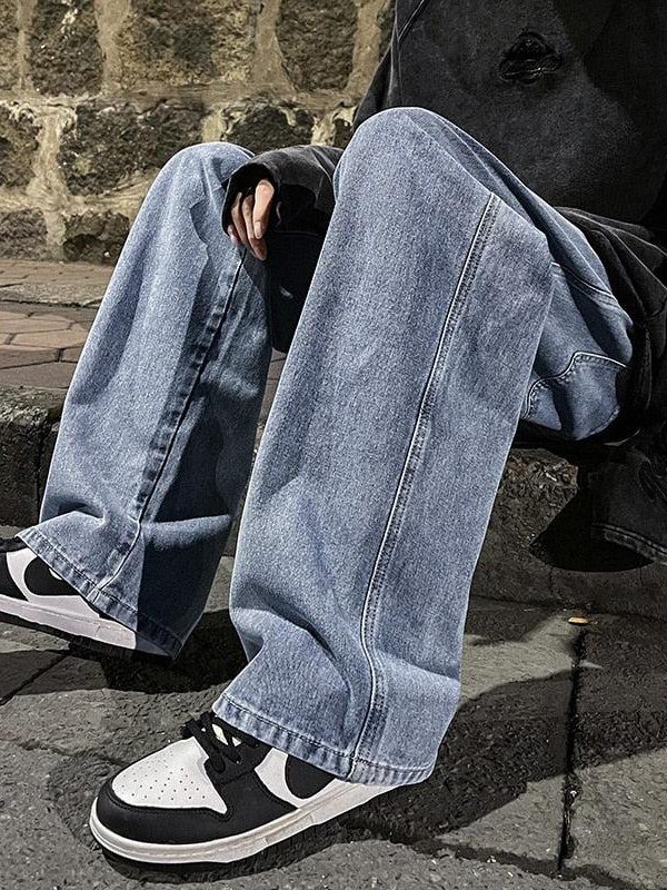 Drawstring Straight Leg Baggy Jeans