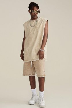 Drawstring Waist Loose Shorts