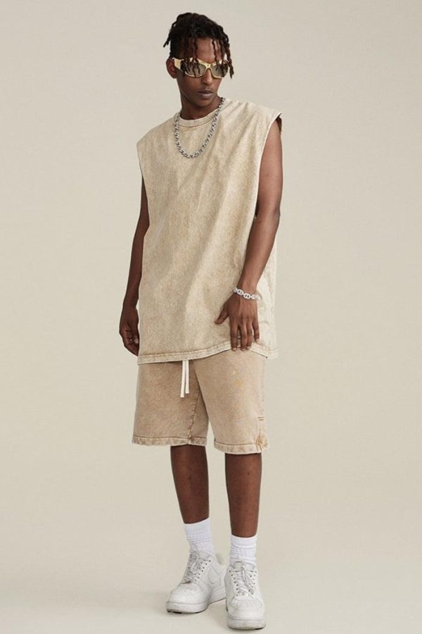 Drawstring Waist Loose Shorts