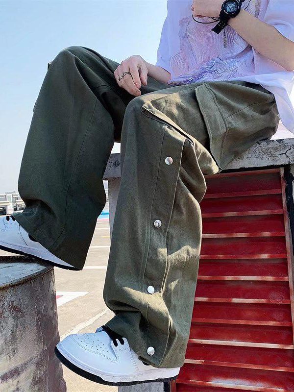 Elastic Waist Wide Leg Cargo Pants