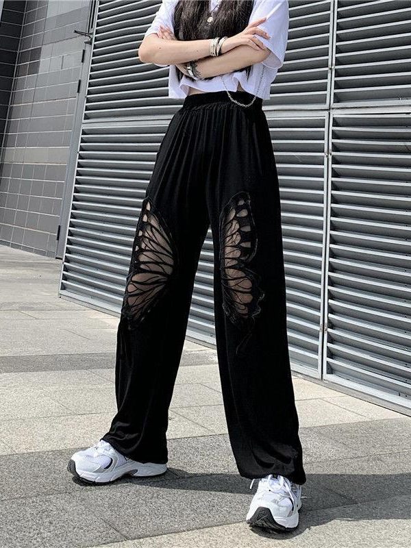 Elasticated Waist Butterfly Cut-Out Pants