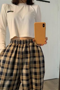 Elasticated Waist Checkered Sweatpants