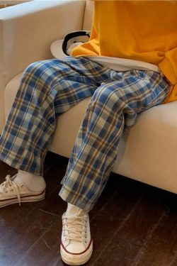 Elasticated Waist Checkered Sweatpants