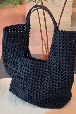 Elegant Black Large Capacity Hollow Out Shoulder Handbag