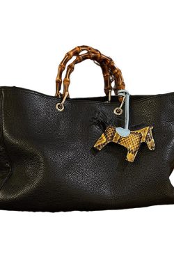 Elegant Black Large Capacity Solid Durable Leather Tote Handbag