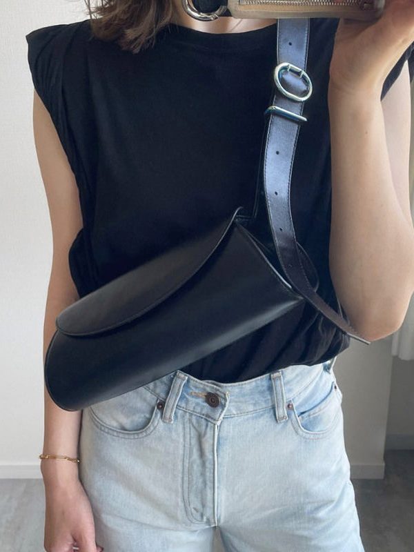 Elegant Black Solid Durable Faux Leather Hobo Bag