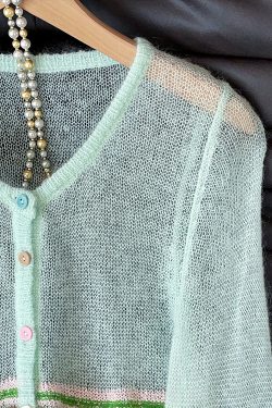 Elegant Blue O Neck Striped Patchwork Thin Knit Cardigans Fall