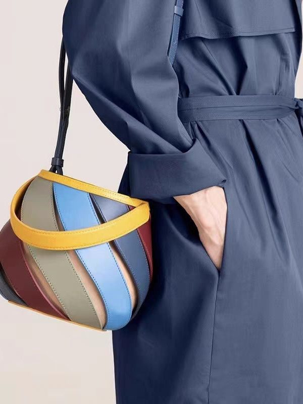 Elegant Blue Versatile Calf Leather Satchel Handbag