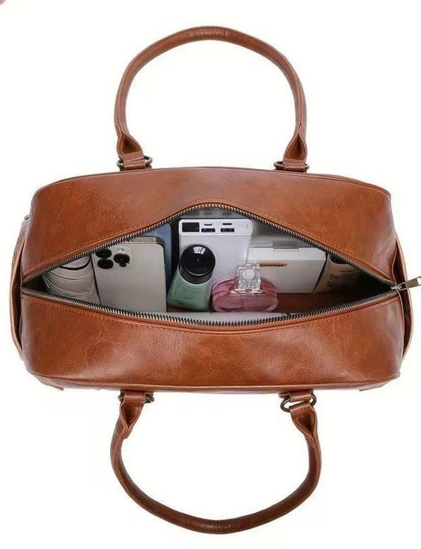 Elegant Brown Appliqued Rivet Faux Leather Shoulder Bags