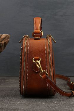 Elegant Brown Square Jacquard Rivet Calf Leather Satchel Handbag