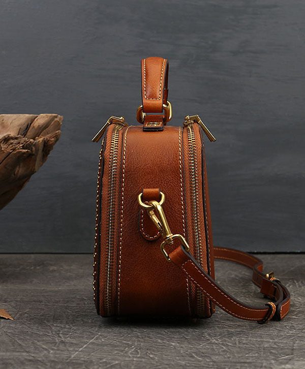 Elegant Brown Square Jacquard Rivet Calf Leather Satchel Handbag