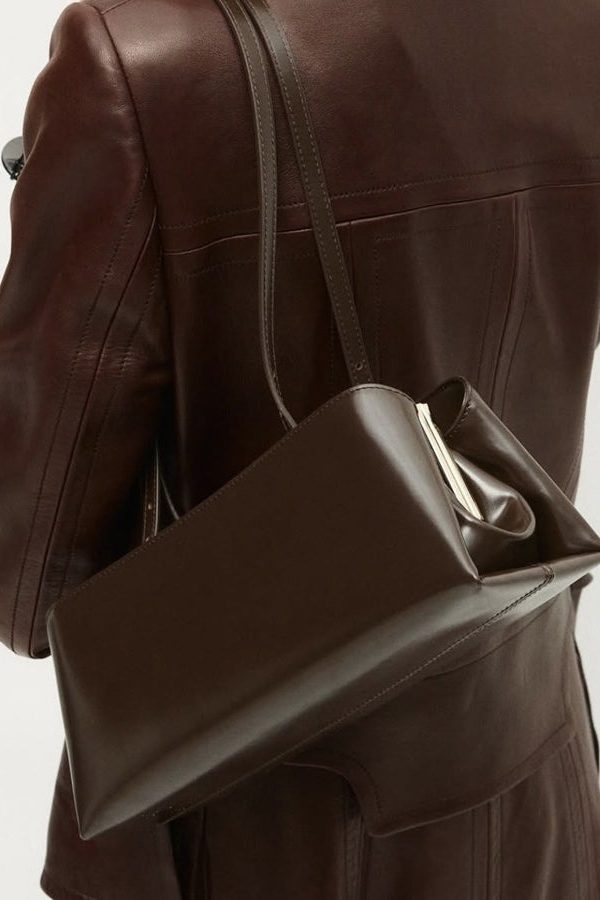 Elegant Chocolate Rectangle Multi-layer Faux Leather Shoulder Handbag