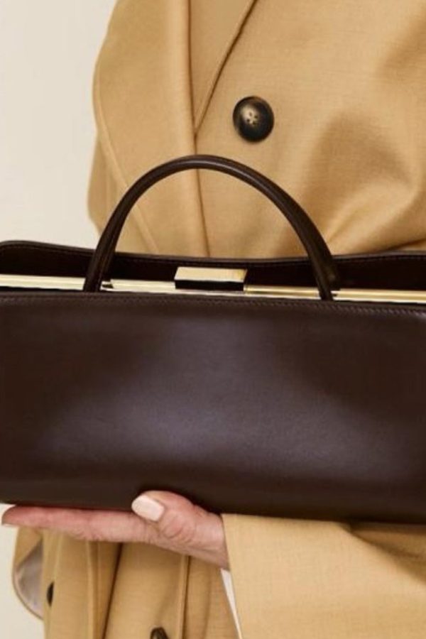 Elegant Chocolate Rectangle Multi-layer Faux Leather Shoulder Handbag