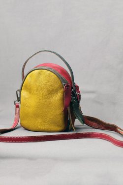 Elegant Colorblock Patchwork Calf Leather Messenger Bag