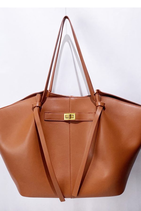 Elegant Orange Large Capacity Faux Leather Women Handbags