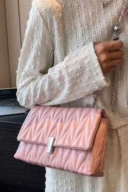 Elegant Red Chain Linked Faux Leather Satchel Bag Handbag