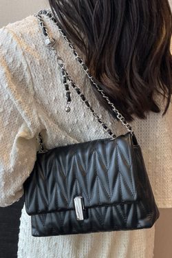 Elegant Red Chain Linked Faux Leather Satchel Bag Handbag