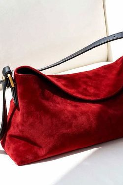 Elegant Red Solid Durable Fine Suede Shoulder Bags
