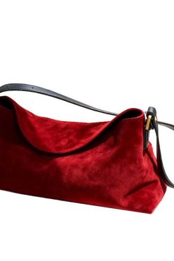 Elegant Red Solid Durable Fine Suede Shoulder Bags