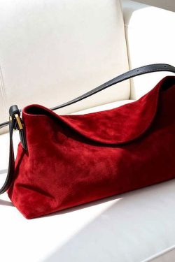 Elegant Red Solid Durable Fine Suede Shoulder Bags