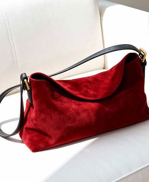 Elegant Red Solid Durable Fine Suede Shoulder Bags