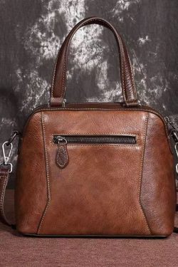 Elegant Retro Coffee Embossed Calf Leather Tote Handbag