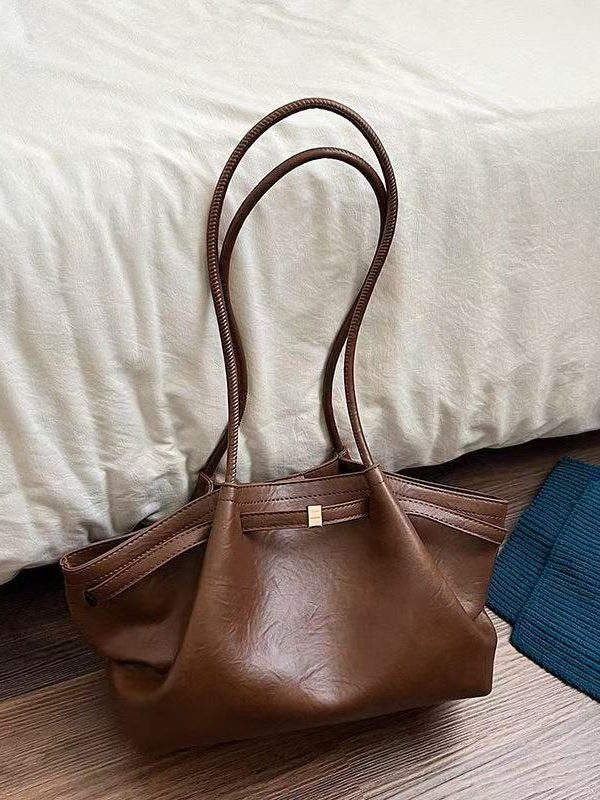 Elegant Solid Durable Large Capacity Faux Leather Shoulder Bags