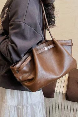 Elegant Solid Durable Large Capacity Faux Leather Shoulder Bags