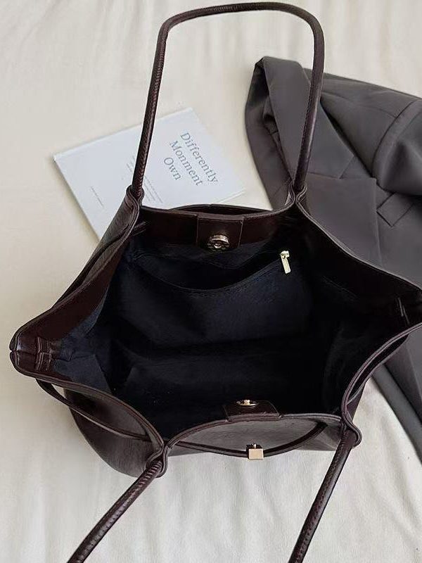 Elegant Solid Durable Large Capacity Faux Leather Shoulder Bags