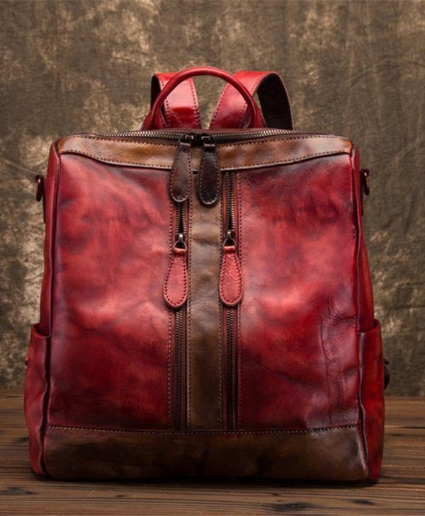 Elegant Surroundings Casual Travel yellow Color Matching Leather Backpack