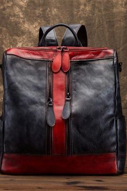 Elegant Surroundings Casual Travel yellow Color Matching Leather Backpack